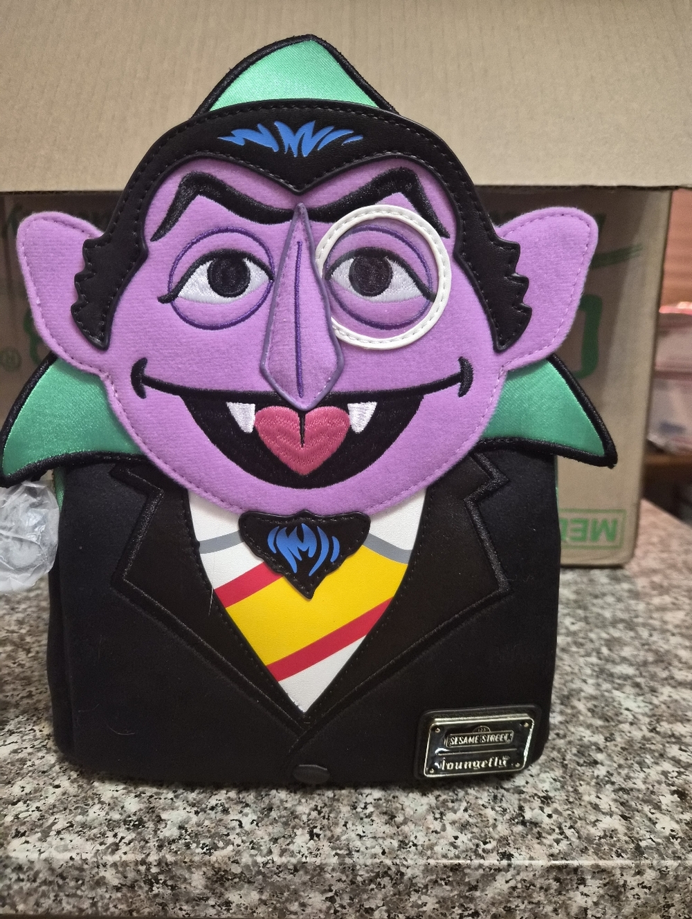 Sesame Street Count Character Black and Purple Backpack.